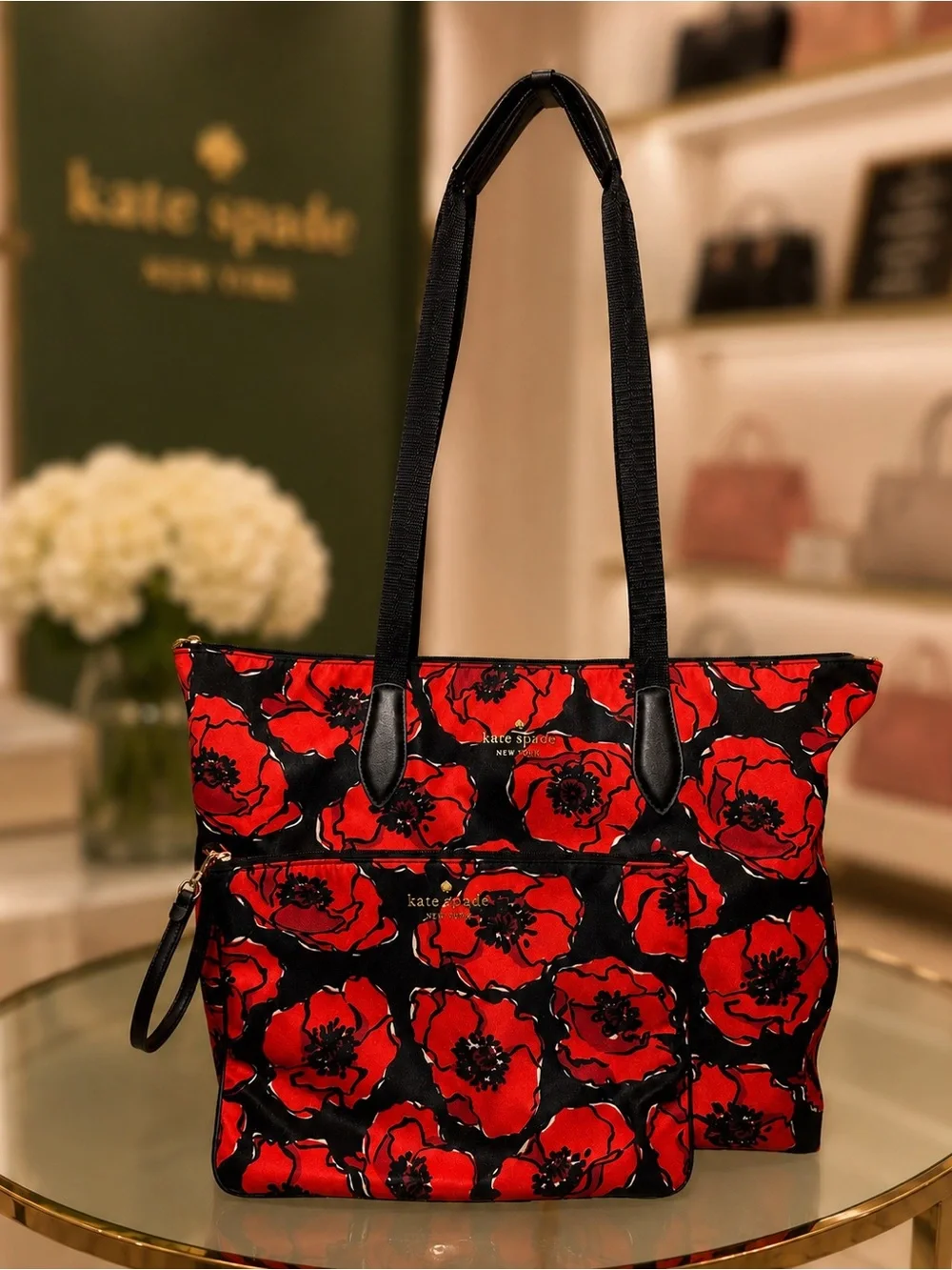 ♠️ NWOT kate spade Mel poppy print tote with wristlet